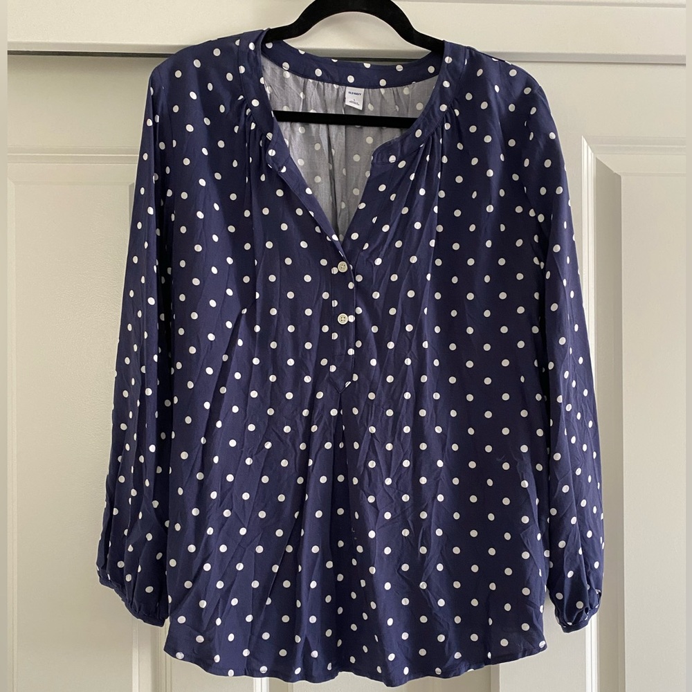 EUC - Old Navy | Blouse | Navy & White | L